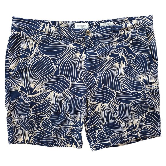 Goodfellow & Co Navy Blue Linden Floral Print Flat Front 9" Shorts Men's Size 40 - Picture 1 of 6